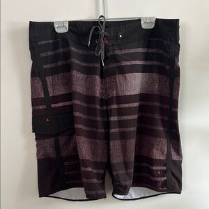 Men's Black and purple Striped Swim Shorts